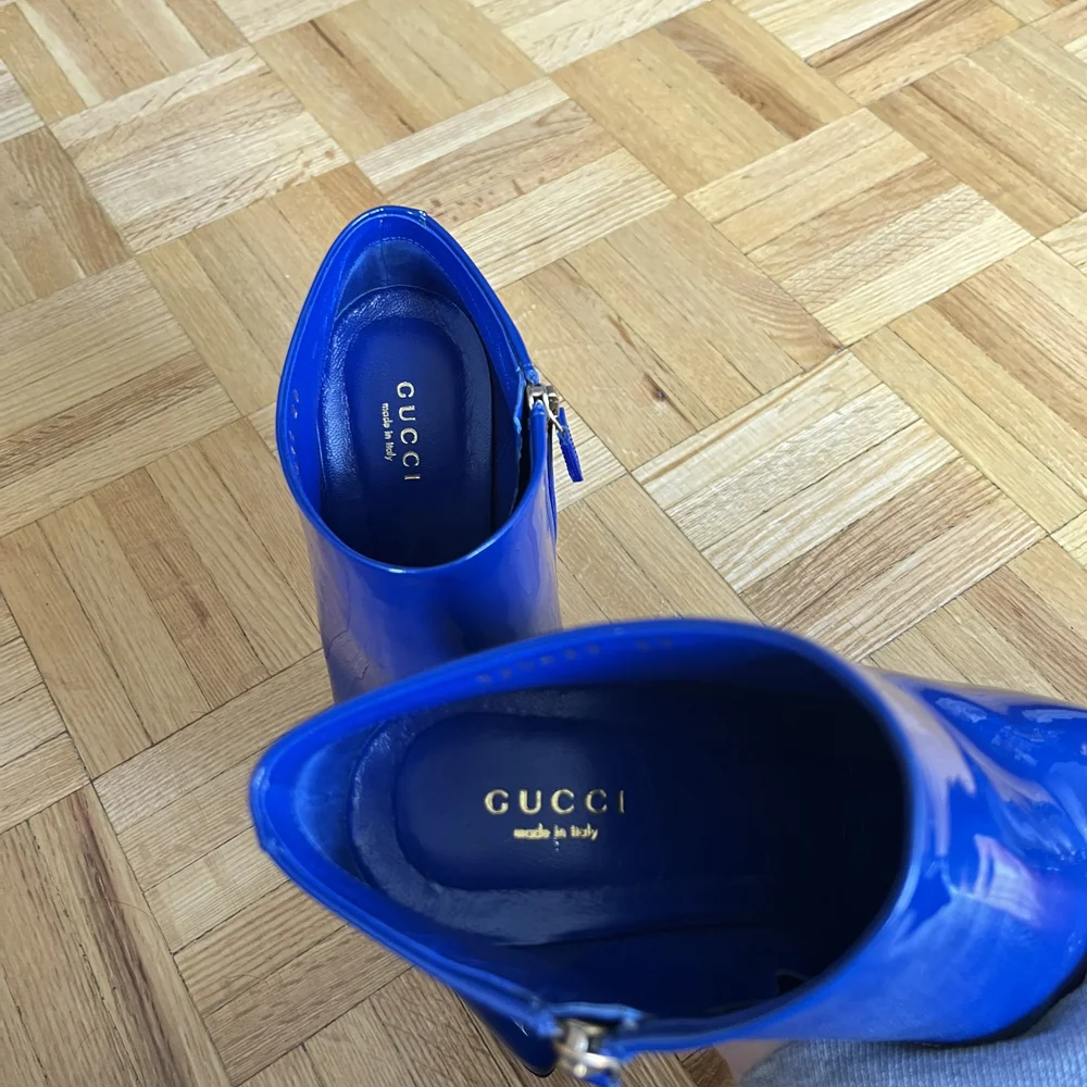 Blue Patent Leather Ankle Boots - Picture 7 of 8